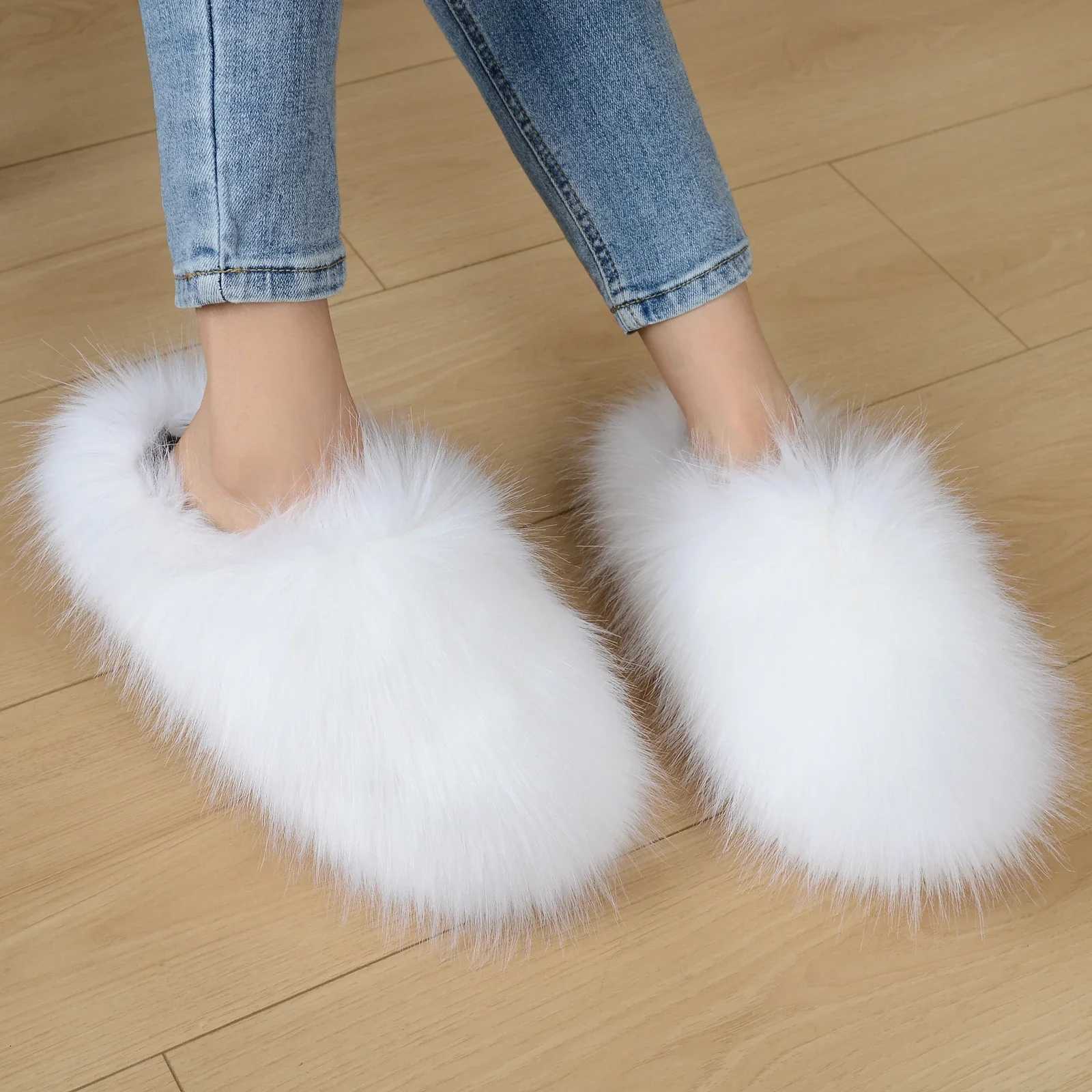 Mens Imitation Plush Warm He Cotton Shoes Indoor Fur Slippers Y250818