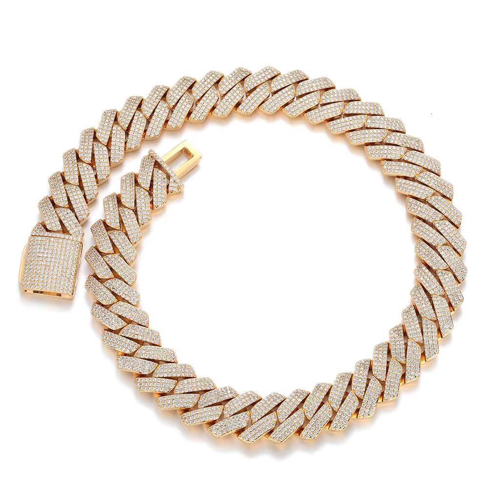 New Design 25mm Chunky Cuban Link Choker Iced Out Silver Plated Big Heavy Miami 3 Row Prong Chain Necklace Fine Jewelry Men