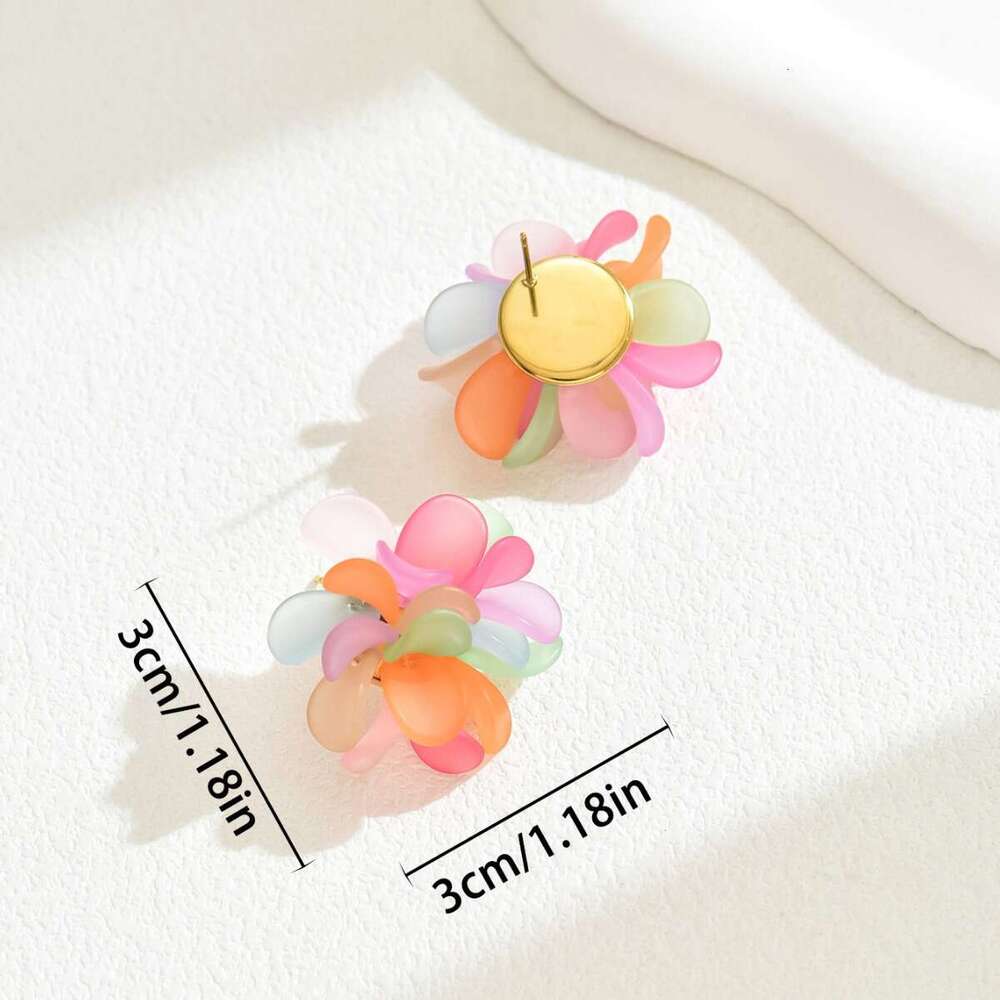 Earrings Ins Simple Design Colorful Petal Acrylic Sweet Forest Style Stud for Daily Wear Special Occasion High Quality Texture