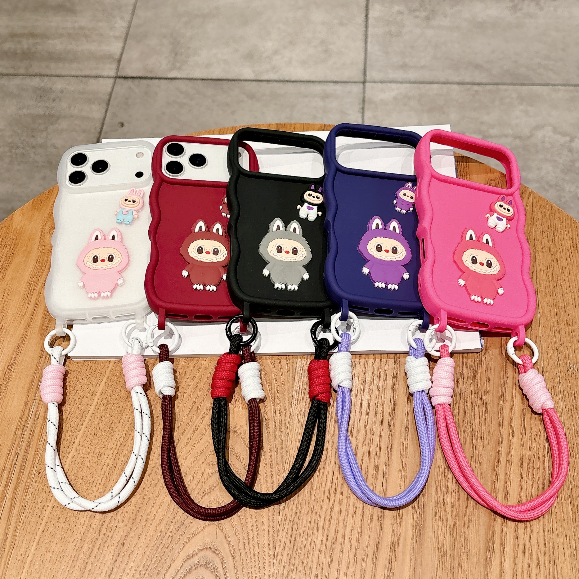 3D Labubu Doll Soft TPU Cases For Iphone 17 Air 16 15 14 Pro Max 13 Samsung S25 Ultra S24 Luxury Fashion Cute Lovely Cartoon Wave Phone Back Skin Cove