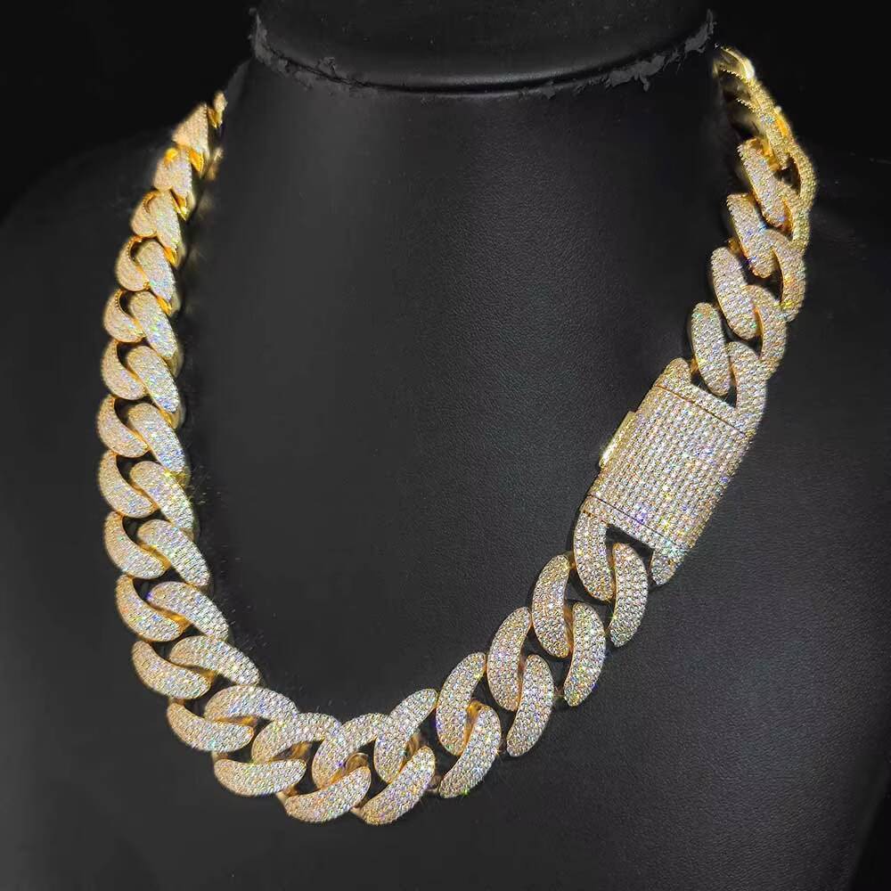 NUOYA 20mm Unisex Diamond Chunky Cuban Link Chain Gold Plated Hip Hop Jewelry Iced Out Cuban Link Chain for Men and Women