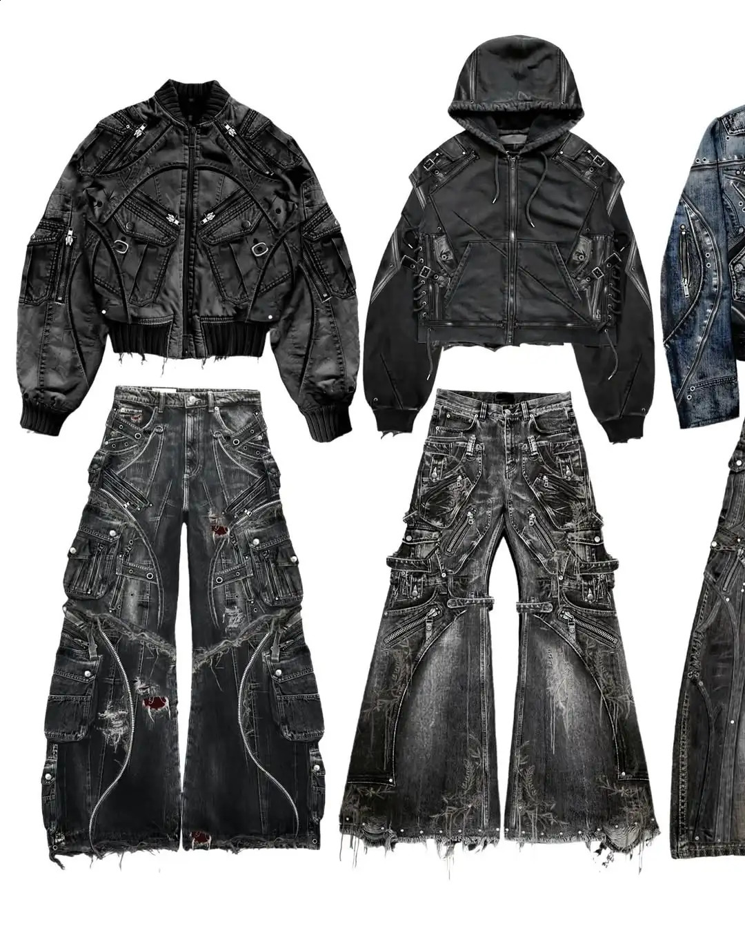 European and American oversized pocket washed wide leg straight leg jeans mens y2k Harajuku high street denim wide leg pants 250815