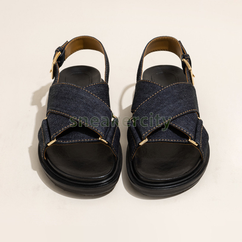 designer sandals summer denim sandal flat heels sandale lightweight breathable fashion ladies sandalen comfortable soft sole daily wear womens shoes