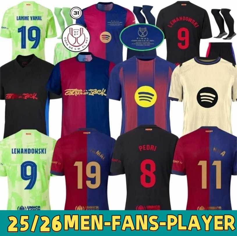 2024 2025 26 LAMINE YAMAL soccer jerseys LEWANDOWSKI FERRAN KOUNDE RAPHINHA PEDRI ANSU FATI GAVI ERIC CACTUS JACK camiseta de futbol football shirt men kids kits