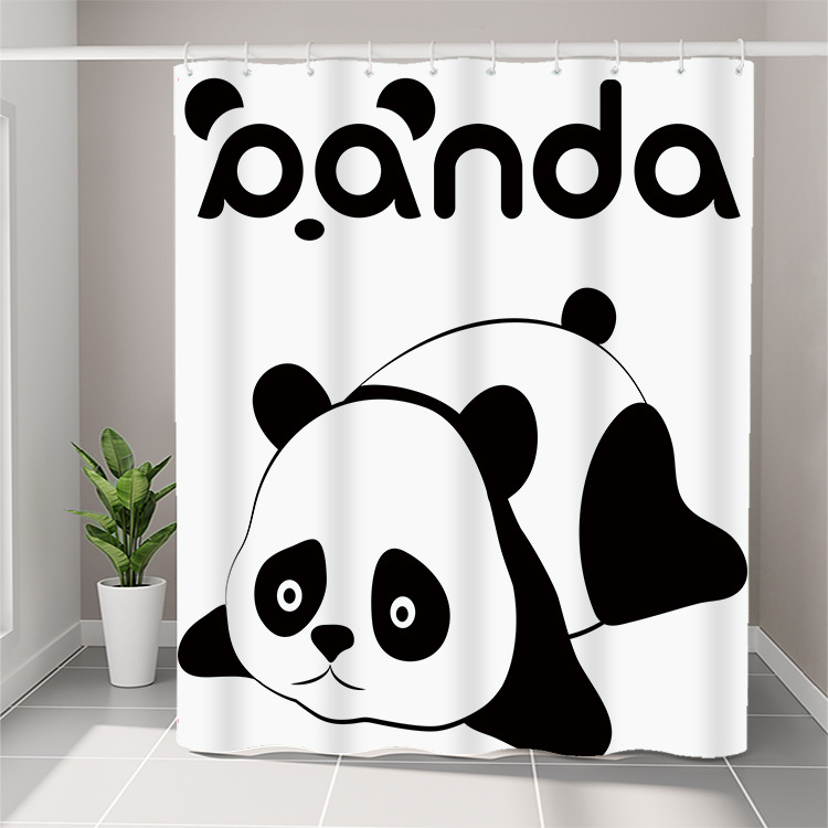 YL-36945 Manufacturer Spot Digital Printed Fabric Shower Curtain Waterproof Thickened Bathroom Partition Curtain with Hook