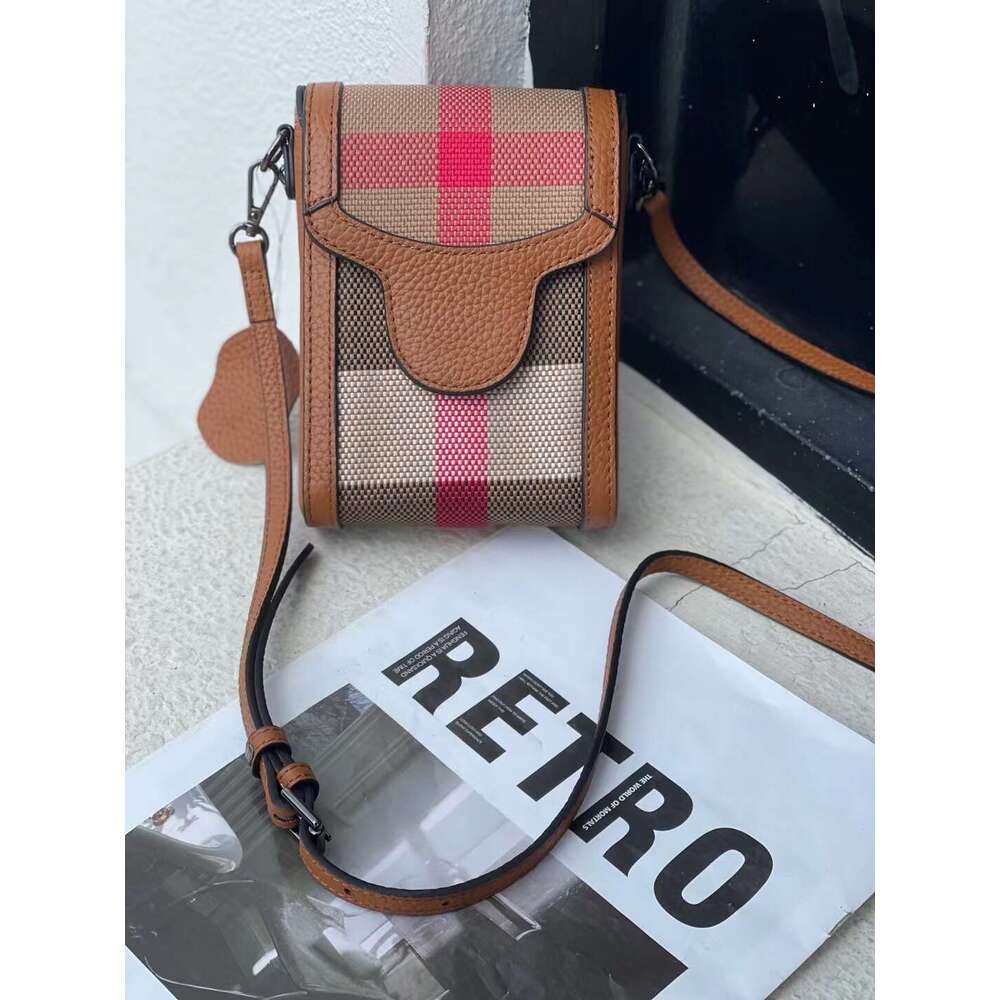 2025 Korean Style Small for Women Fashion Trend Simple Crossbody Phone Textured Internet Celebrity Plaid Shoulder Bag