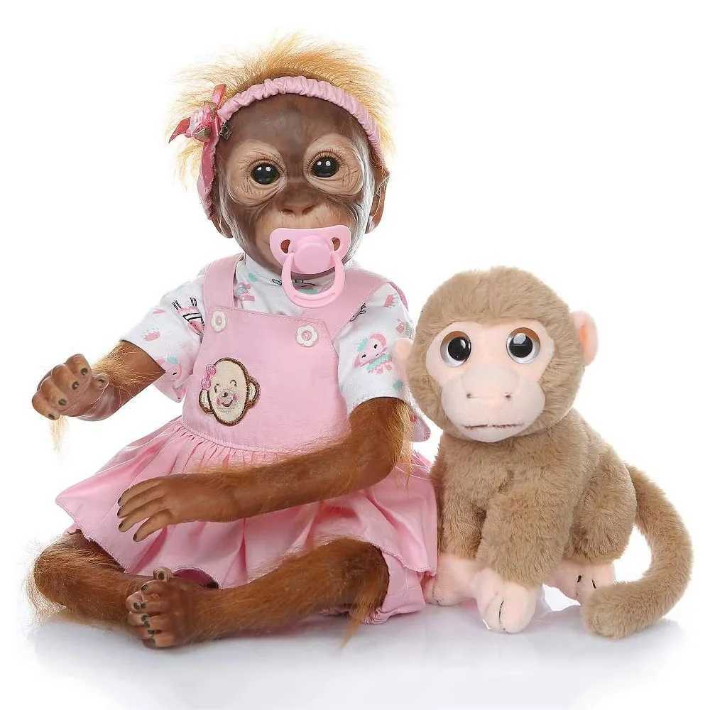 50cm Lifelike Monkey Doll Silicone Vinyl Reborn Baby Ape Newborn Like Real Orangutan Toddler Soft Babies Dolls Kids Toy Z250818