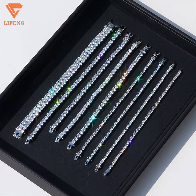 VVS Moissanite Diamond Tennis Chain Bracelet Necklace 3mm 4mm 5mm 6mm 925 Sterling Silver Iced Out Tennis Chain Jewelry Charm