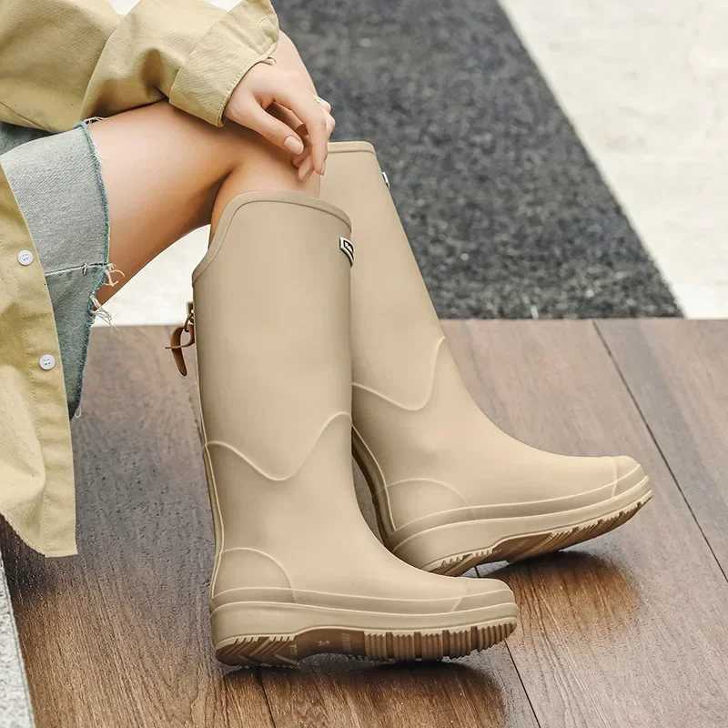 Womens Rain Boots Anti-Slip Thick Soles Outdoor Long Tube Rain Boots Waterproof Wear-Resistant Kihen Womens Boots XJ250818
