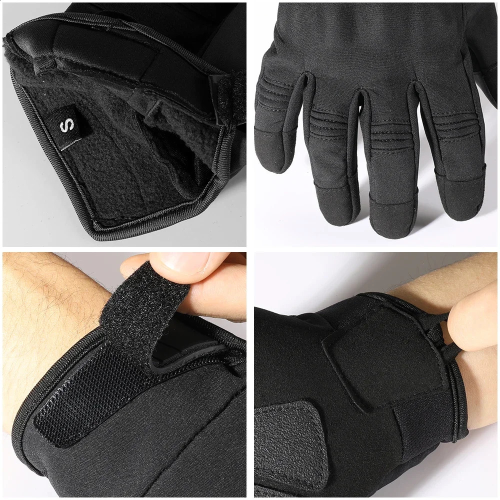 Touch Screen Thermal Windproof Cold Weather Winter Warmer Fleece Snowboard Tactical Hard Shell Full Finger Gloves 250815
