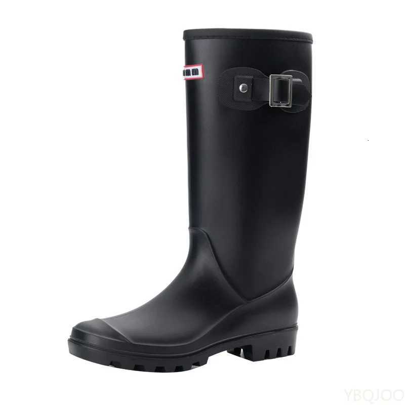 2025 Fi Womens rain shoes New anti-slip high boots Solid color waterproof footwear Round head ladies rubber shoes Mujer XJ250818