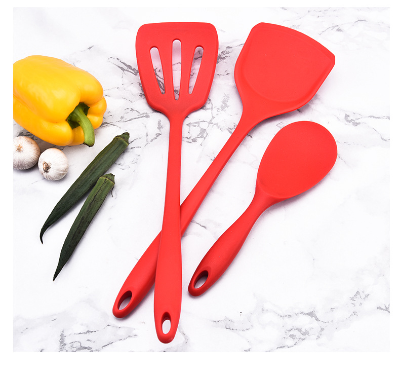 Non-Slip Silicone Cookware Tools Kit: for Home Use silicone spatula soup spoon slotted spoon