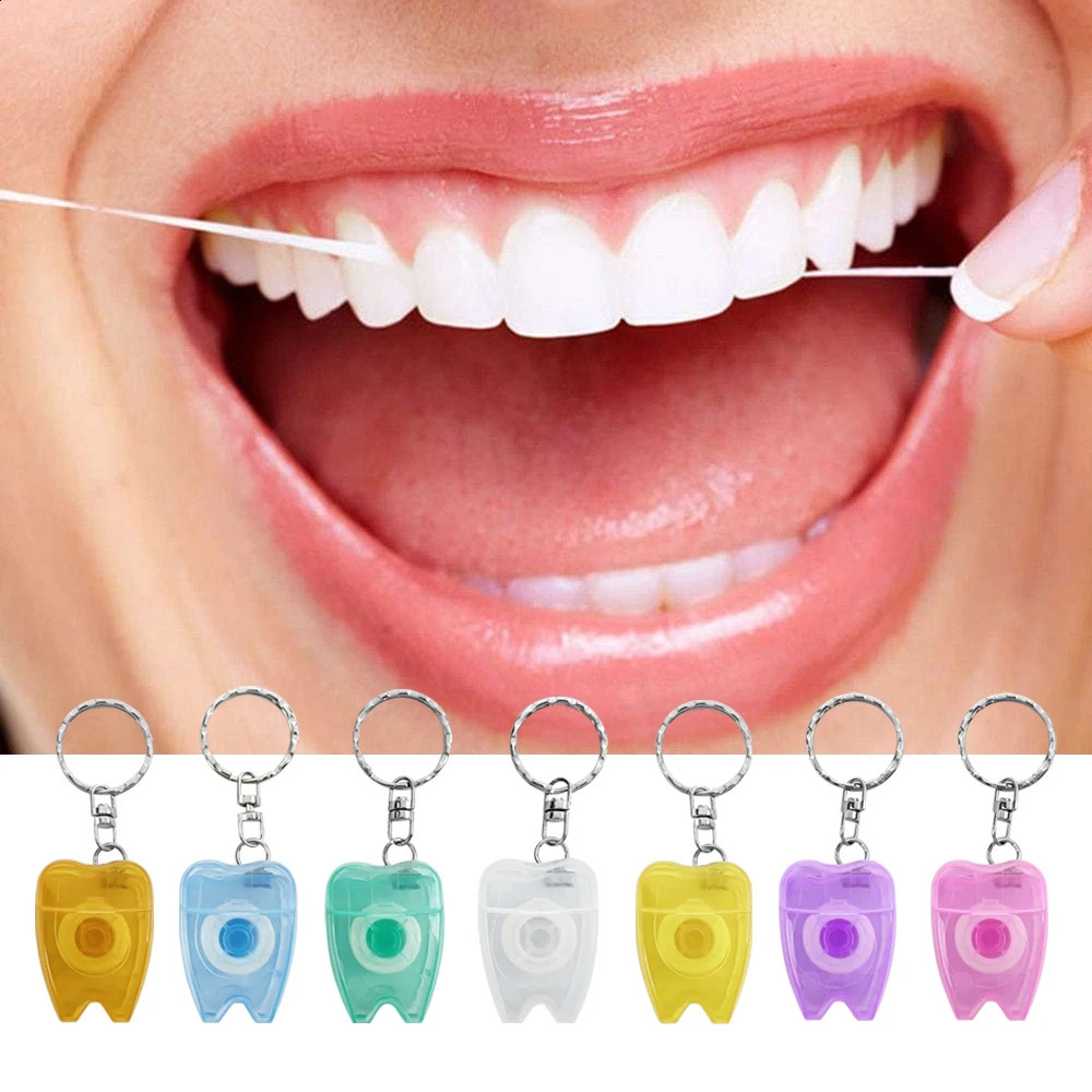 30Pcs 15M Dental Floss Keychain Oral Care Flosser Teeth Cleaning Pick Hygiene Health Clean Wire Portable Dentist Gift 250811