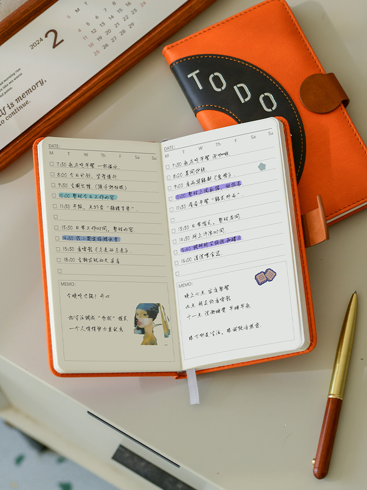 Todolist Planner Daily Check-in Portable A6 Diary High-Value Schedule Book Student Record Pocket Girls Weekly Planner Notebook Time Management Handboo