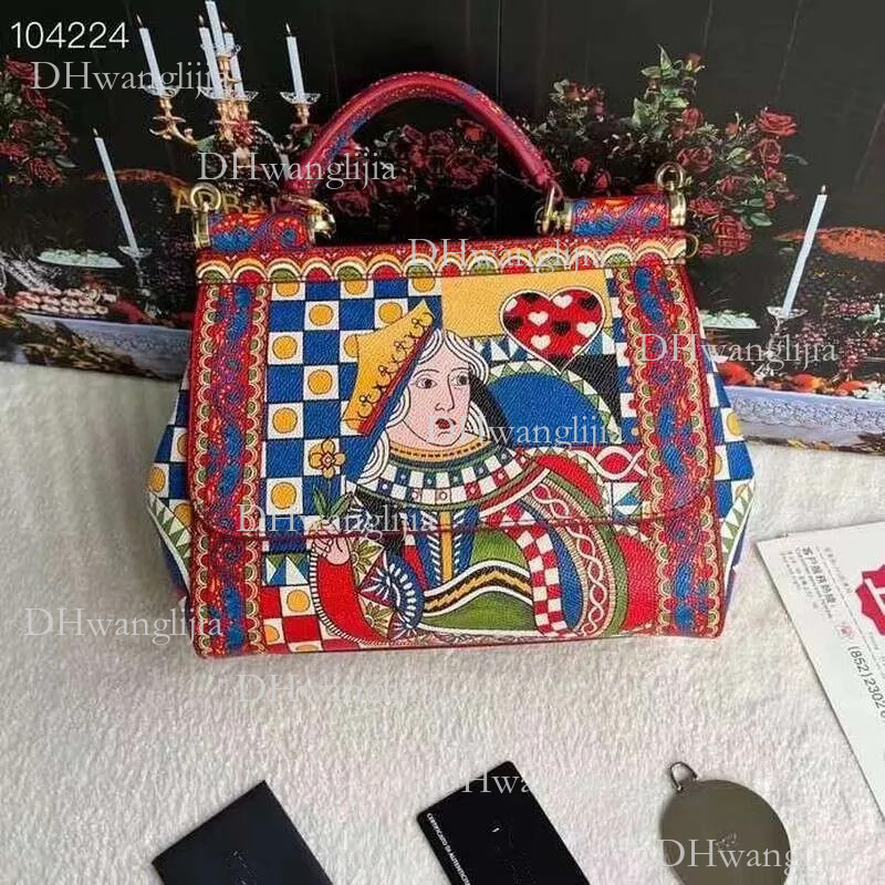 DHGM Genuine Leather Printed designer bag High-end Women's Bag Sicily Single Shoulder Crossbody Handbag Fashionable Satchel