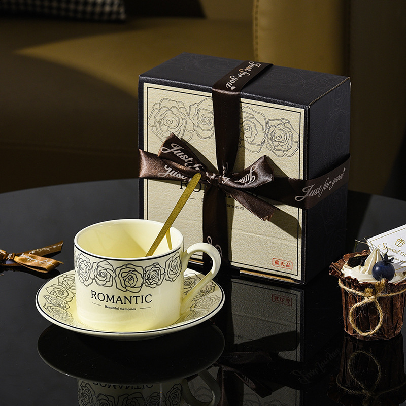 Restaurant Coffee Cup and Saucer Outdoor Ceramic Highend Sense Light Luxury Office Afternoon Tea Gift 250818
