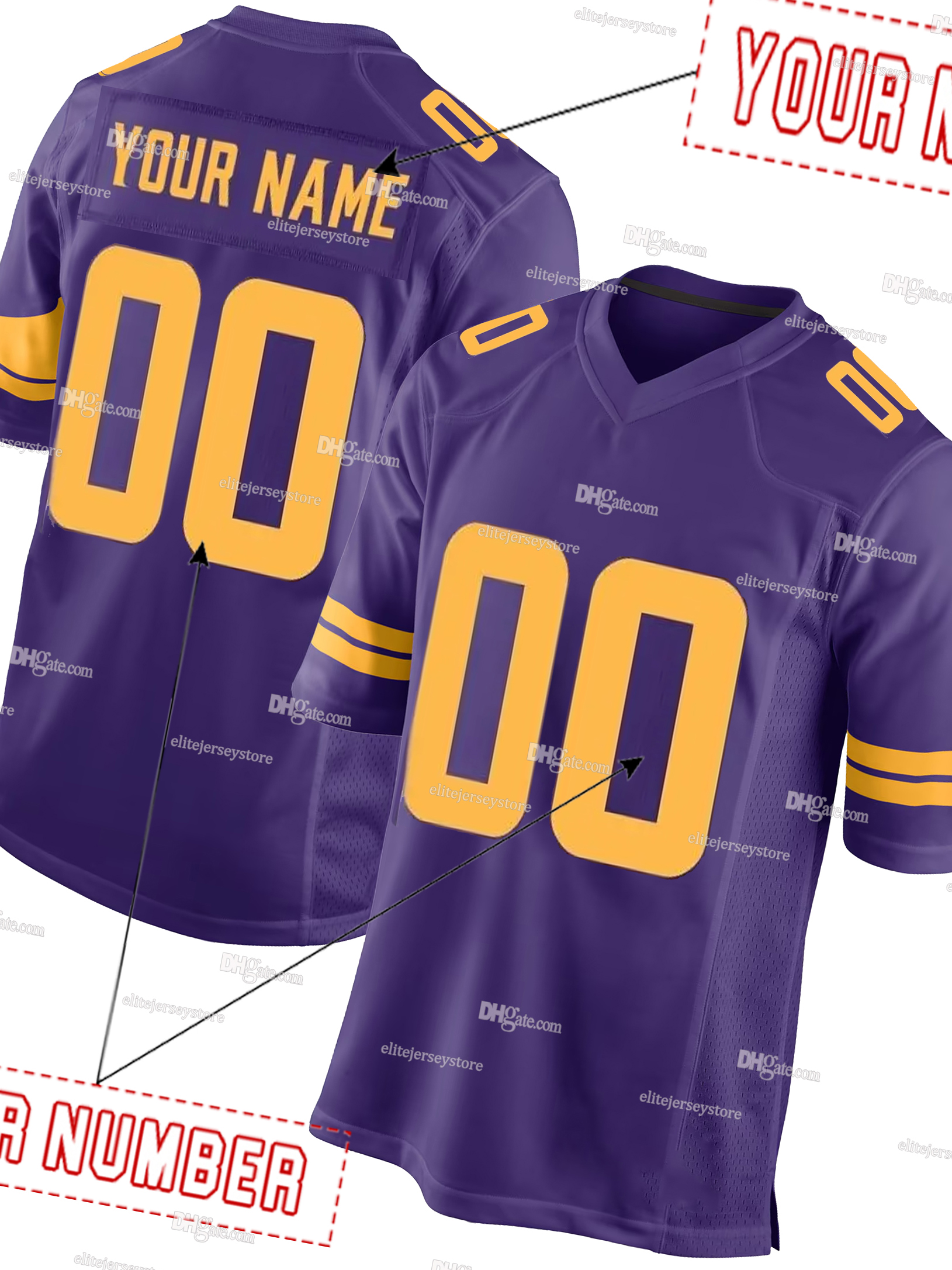 Personalized Custom Football Jersey Justin Jefferson Aaron Jones TJ Hockenson McCarthy Addison Harrison Darnold Moss