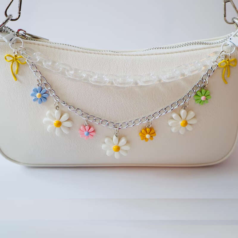 Korean Style Fashion Women's Accessories Daisy Sunflower Pendant Spring Summer Transparent Acrylic Bag Chain