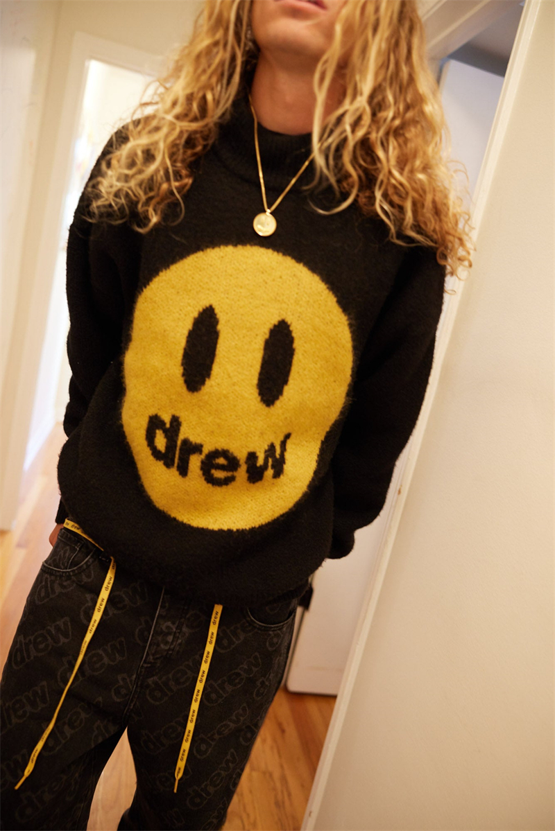 DREW new smilingface printed turtleneck sweater