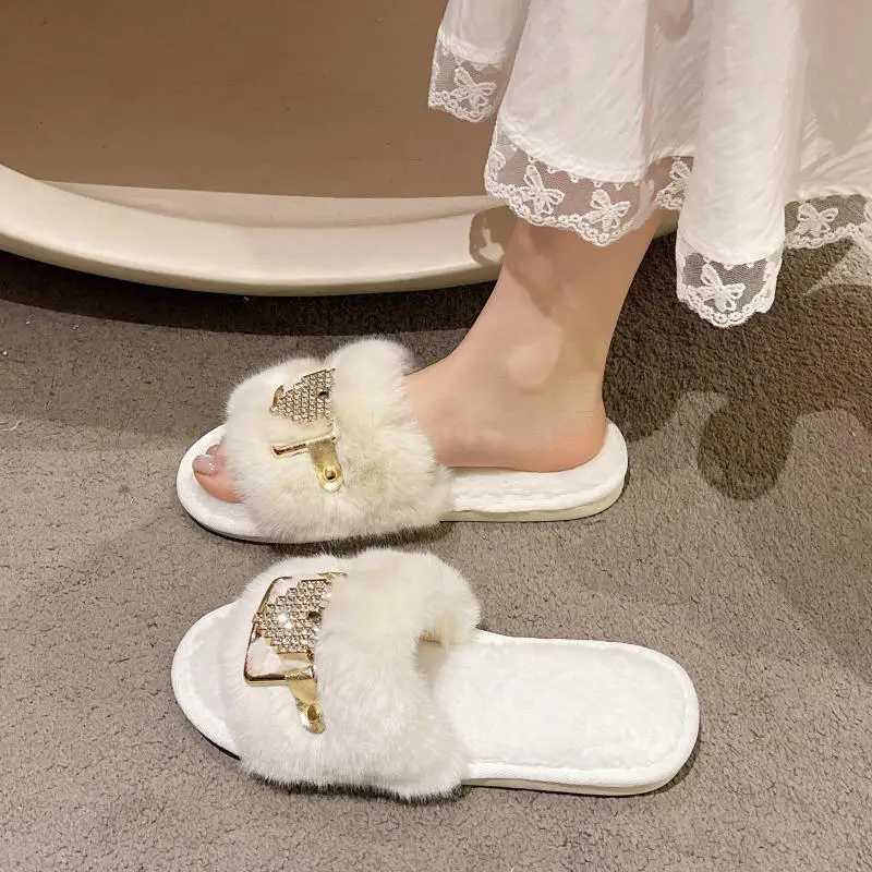 Love Chain Fluffy Wens Slippers He Fion Designer Shoes Wan Autumn Winter Faux Fuzzy Fur Slides Indoor Elegant Y250818