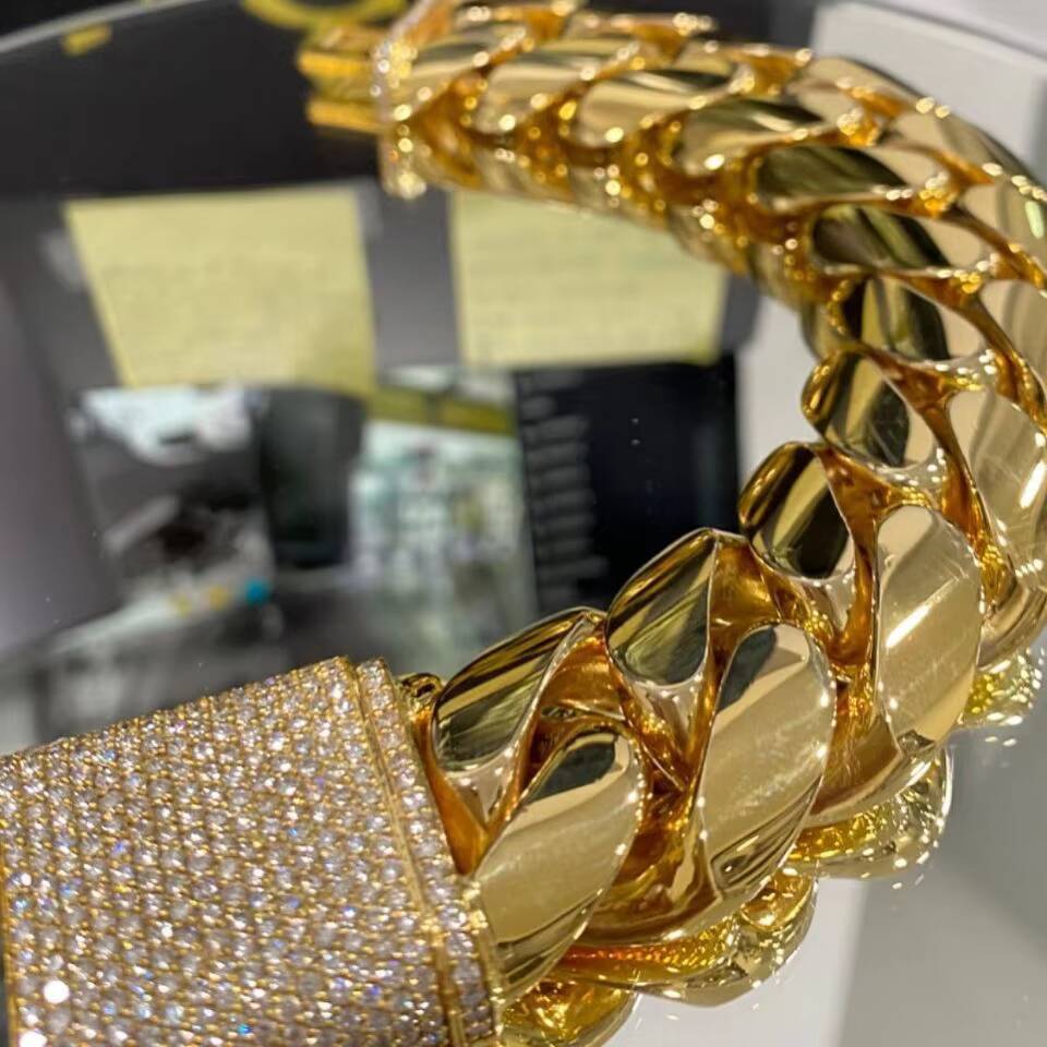 Luxury Hip Hop Jewelry Cadena Cubana Custom 10K 14K 18K 24K Real Solid Yellow Gold Miami Cuban Link Bracelet for Men Women
