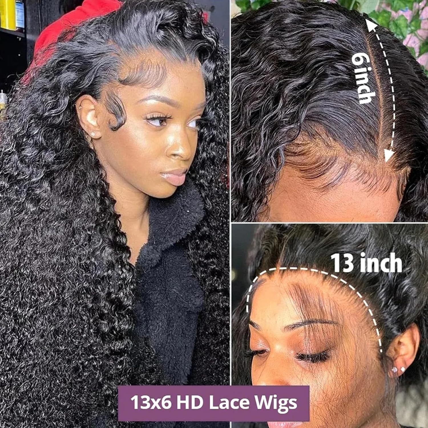 32 Inch 13x6 Deep Wave Lace Front Wigs Human Hair HD Lace Front Wigs Pre Plucked 200 Density Glueless Deep Curly Frontal Wigs for Women