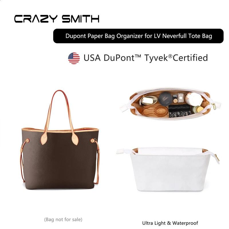 CRAZYSMITH Inner Bags For LV Neverfull Dupont Paper Insert Bag Organizer Makeup Portable Cosmetic Storage Tote Accessories 250815