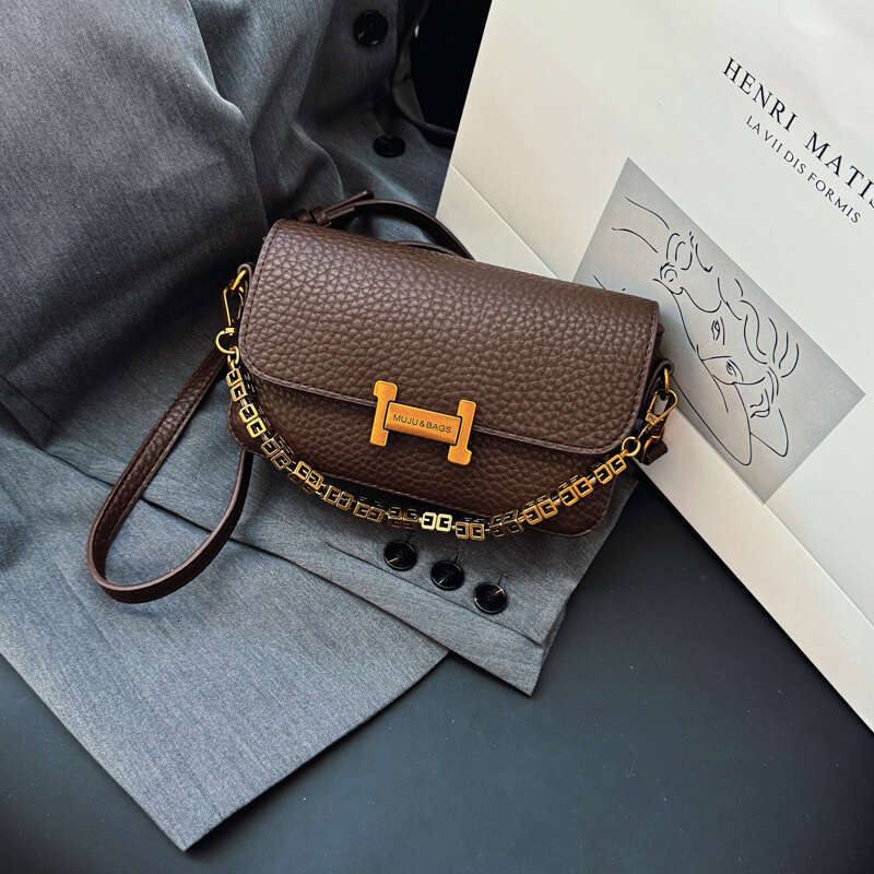 2025 New Women's Chain Large Capacity Designer Bags High-end Lychee Pattern Simple Crossbody Small Square Bag Personality