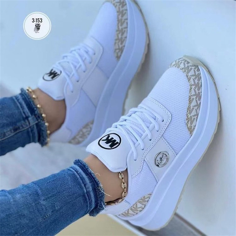 Women's Casual Wedge Sneakers 2025 New Lace-up Mid Heel Large Size Mesh Single Shoes ddmymoon