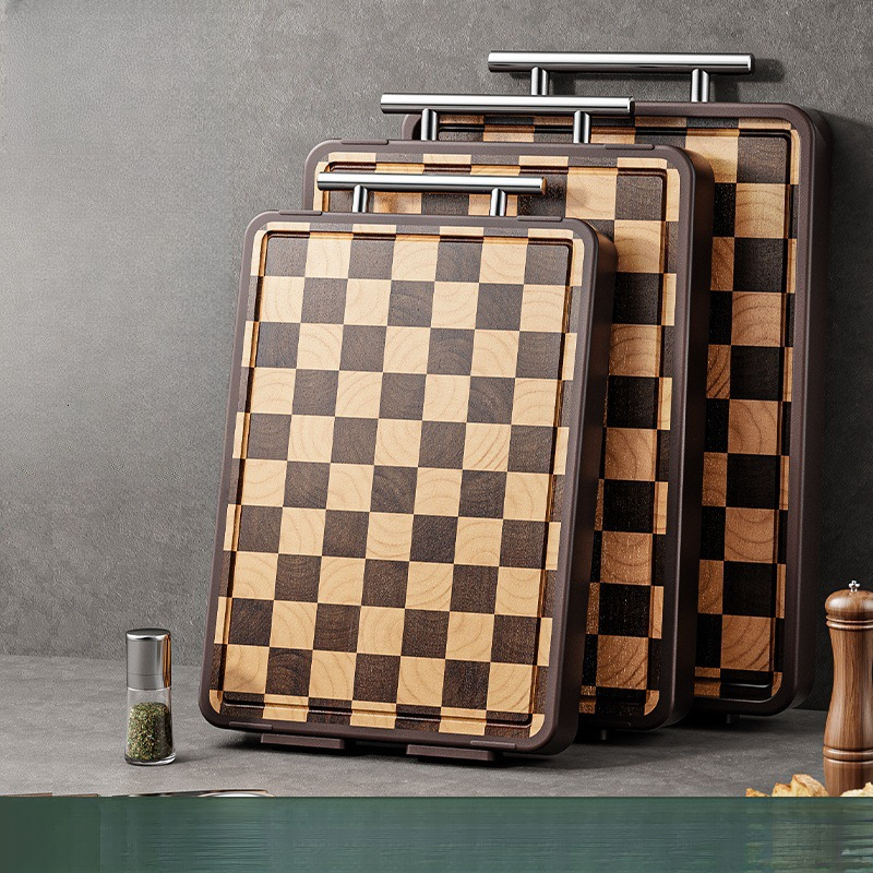 Checkerboard Double-Sided Mildew-Resistant Stainless Steel Cutting Household Thickened Multi-Functional Large Chopping Board ddmythur