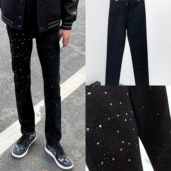 Men's Jeans Drilling Men Sky Is Full Of Stars Pants High Street Slim Straight Denim Trousers Hip-Hop Punk Gothic Vintage Men's Clothing
