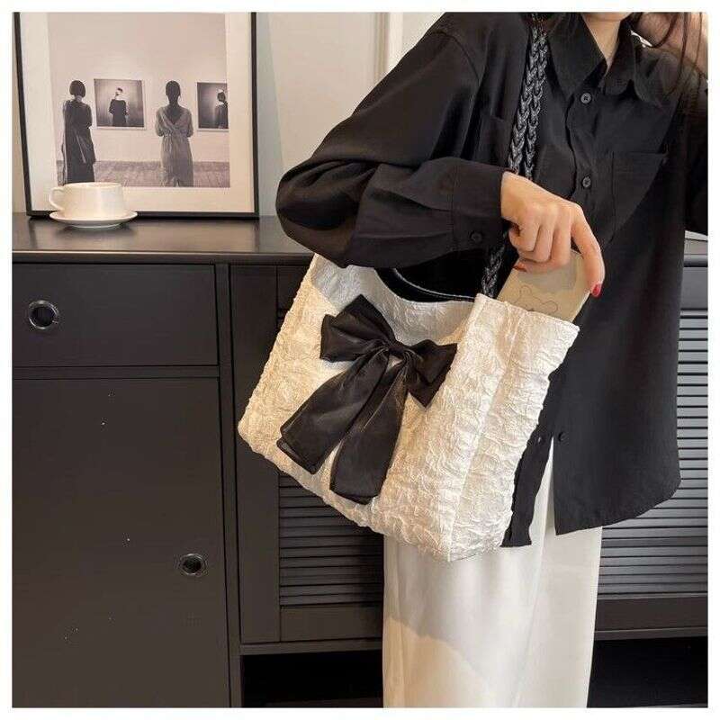 OLOEY Large capacity bowknot for women in 2023, new trendy and sweet shoulder bag, student commuting tote bag