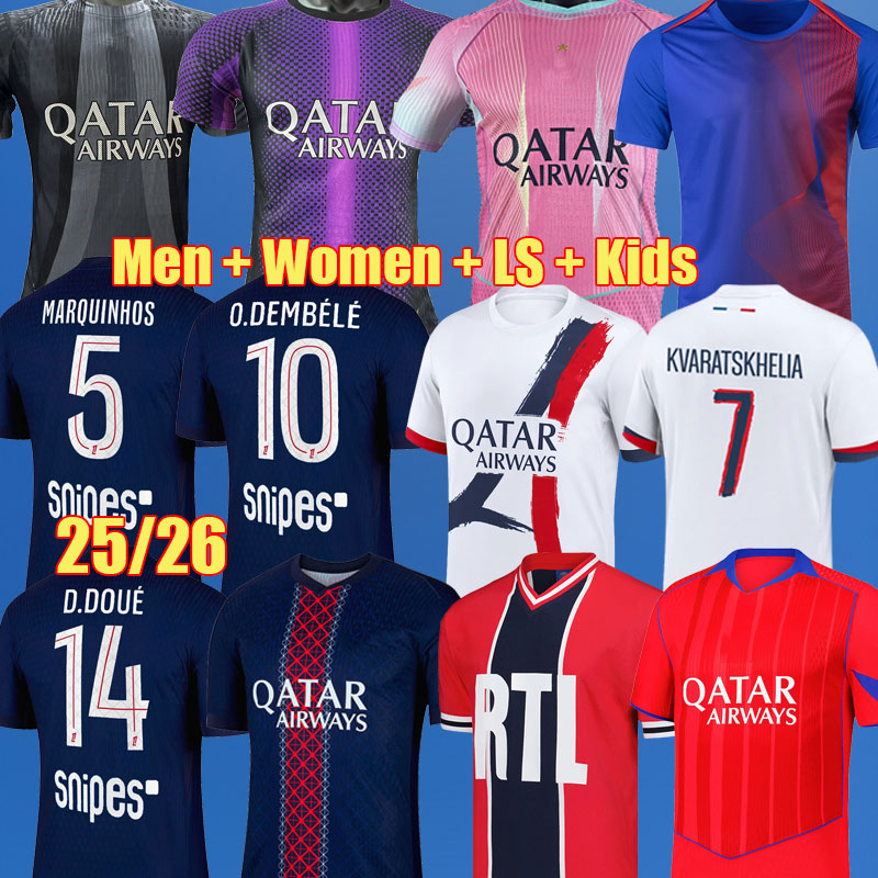 24 25 26 4XL Maillots O DEMBELE Final PSGES 4th BARCOLA VITINHA MAYULU Soccer jerseys G.RAMOS FABIAN Maillots de football 2025 2026 MARQUINHOS men kids uniforms