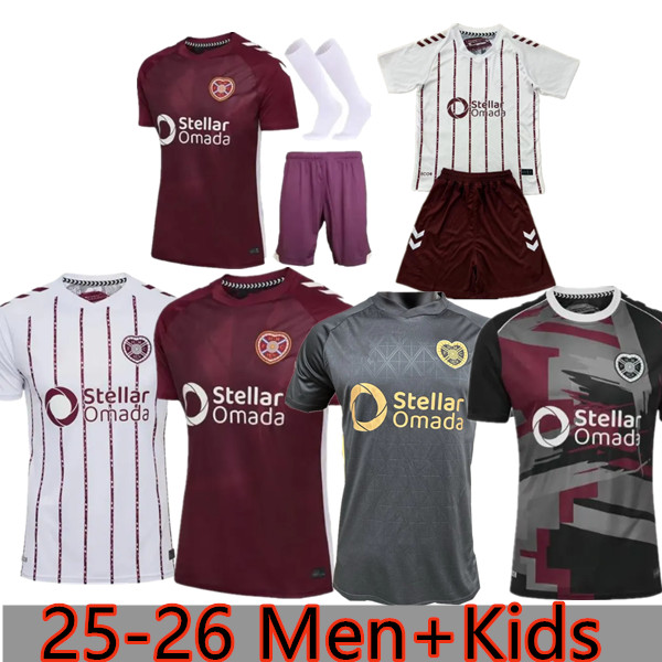2025 2026 hearts of Midlothian Soccer Jerseys Hearts Home Fans BOYCE SHANKLAND DEVLIN VARGAS 25 26 McKay Mens kids kit socks Football Shirts