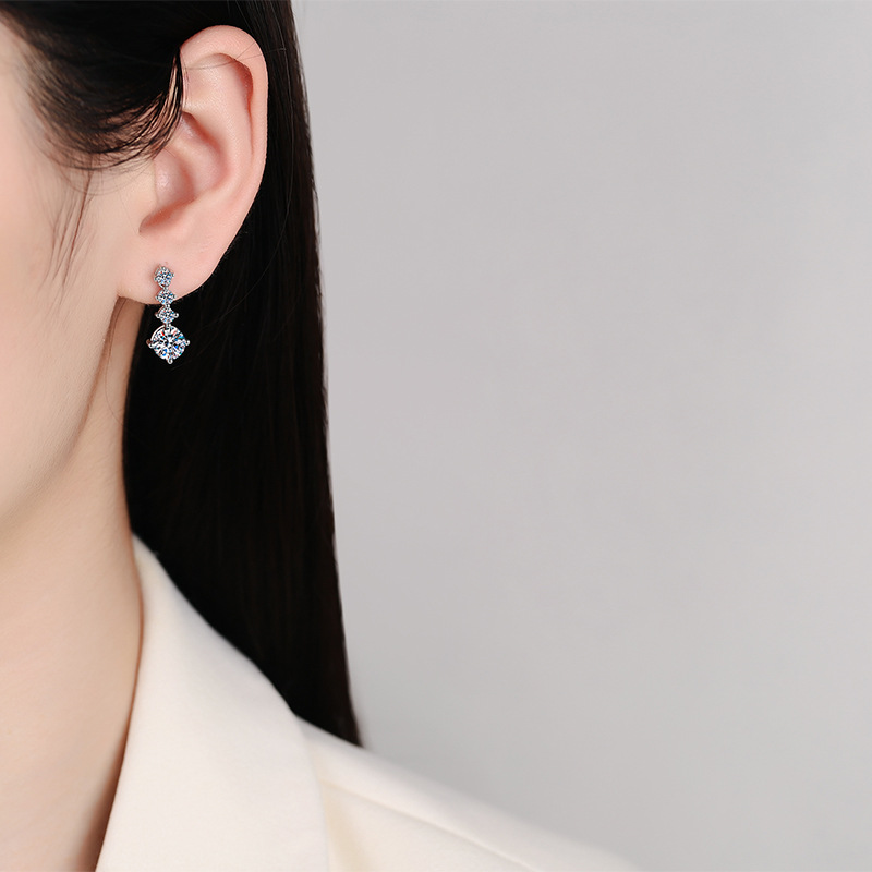 Moissanite earrings zircon earrings lab grown diamonds designer style womens earrings wedding earrings design styles diamond earrings 925 sterling sil