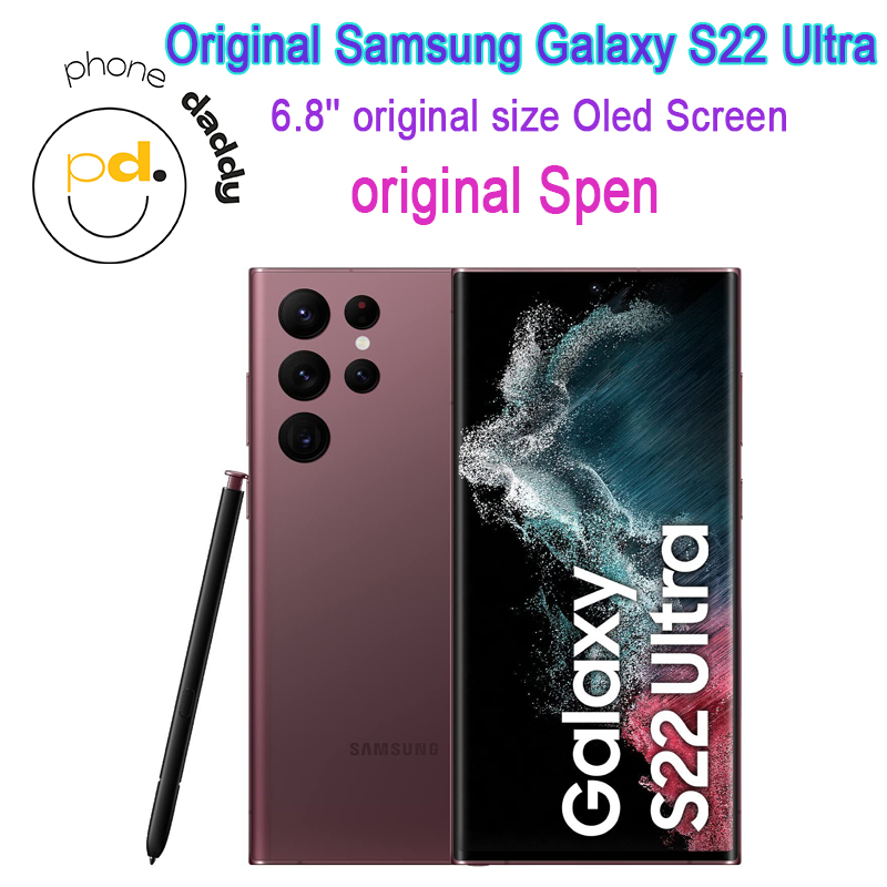 Original Samsung Galaxy S22 Ultra 5G S908U1 Unlocked Phone 6.8" original Size Oled screen Octa Core 8GB+128GB 12GB+256GB Cellphone with SPen