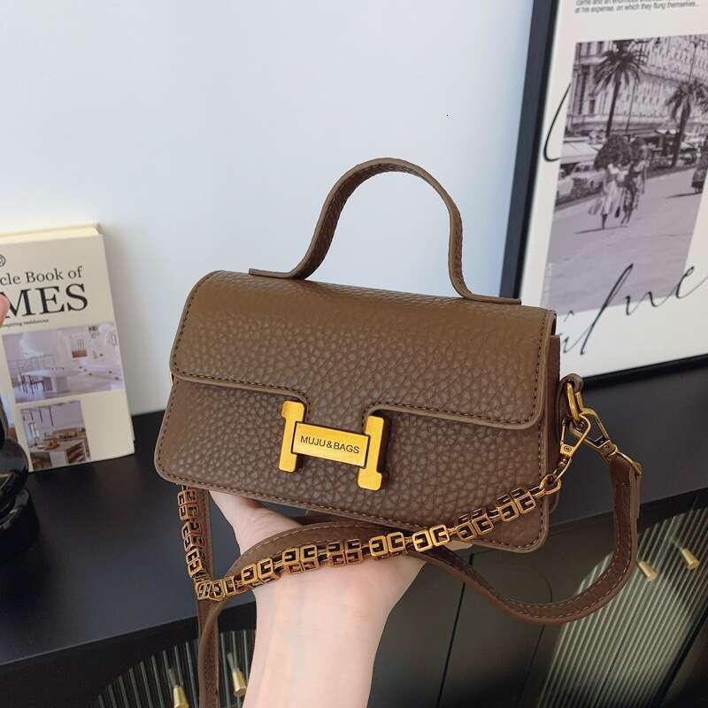 Lock Buckle for Women 2025 New Multi-layer Small Square Single Shoulder Handheld Lychee Designer Pattern Crossbody Bags Bag Luxury
