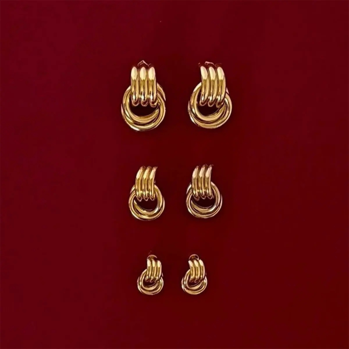 Uworld Individualistic Stainless Steel Baby Knot Gold Stud Earrings Texture Anti Allergic Statement Jewelry 2024 Everyday Rotati 250811