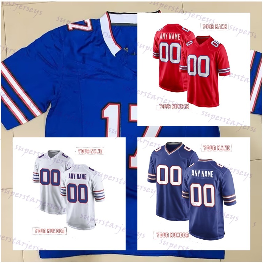 17 Josh Allen 0 Keon Coleman 4 James Cook Shakir Trubisky Personalized Custom Football Jerseys Add Any Number Name For Men Women Youth 333