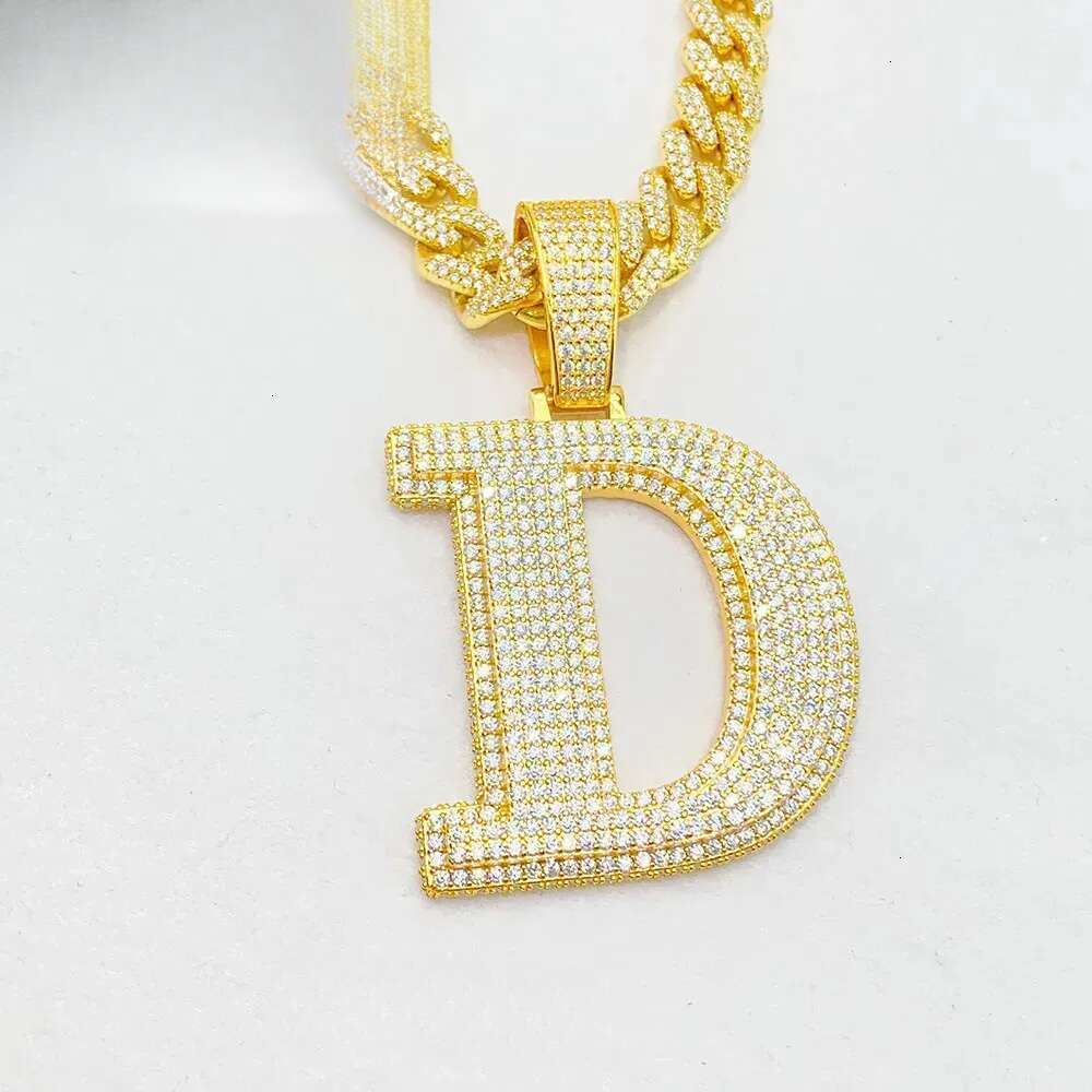 A-Z Sterg Sier Shiny VVS Moissanite Letter Pendant with 3mm 24inch Rope Chain Jewelry for Men Women Nice Gift