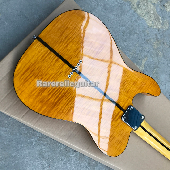 Prince HS AndersonHohner Madcat Mad Cat Amber Yellow Flame Maple Top Electric Guitar Leopard Pickguard, Body Bi