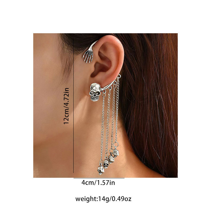 2025 Gothic Spider Skull Tassel Earrings Dark Halloween Drop Jewelry for Women Punk Animal Statement Dangles