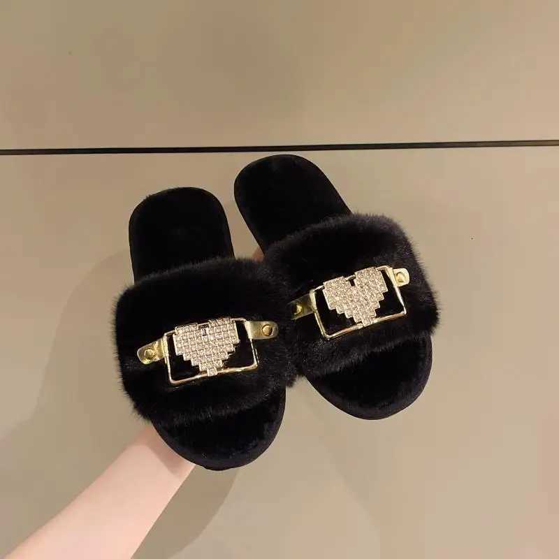 Love Chain Fluffy Wens Slippers He Fion Designer Shoes Wan Autumn Winter Faux Fuzzy Fur Slides Indoor Elegant Y250818