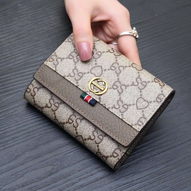 New Dionysus Small for Women, Short Genuine Leather Versatile Clutch, Foldable Cowhide Ladies Wallet Trendy