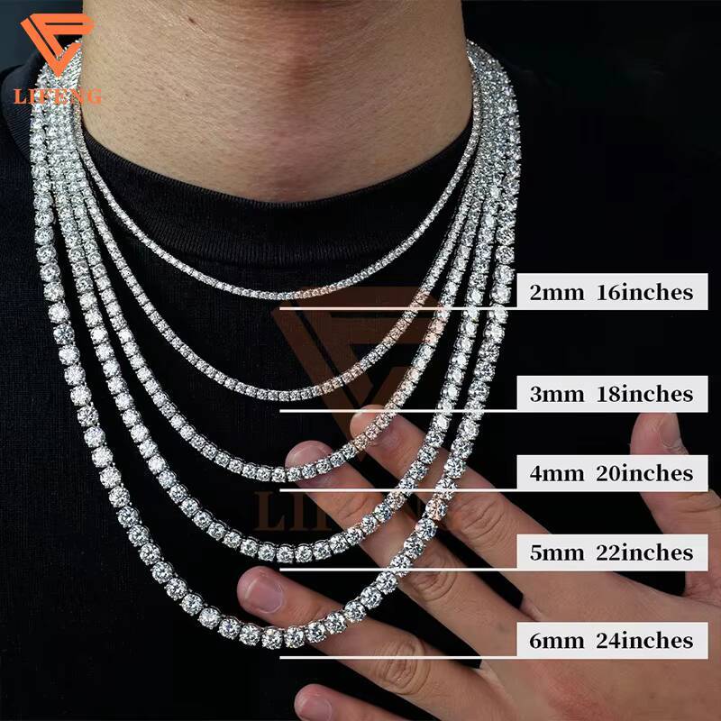 HipHop Jewelry 6mm Moissanite Diamond Tennis Chain 925 Sterling Silver Gold Plating Suspension Style Fashion Charm Bracelet