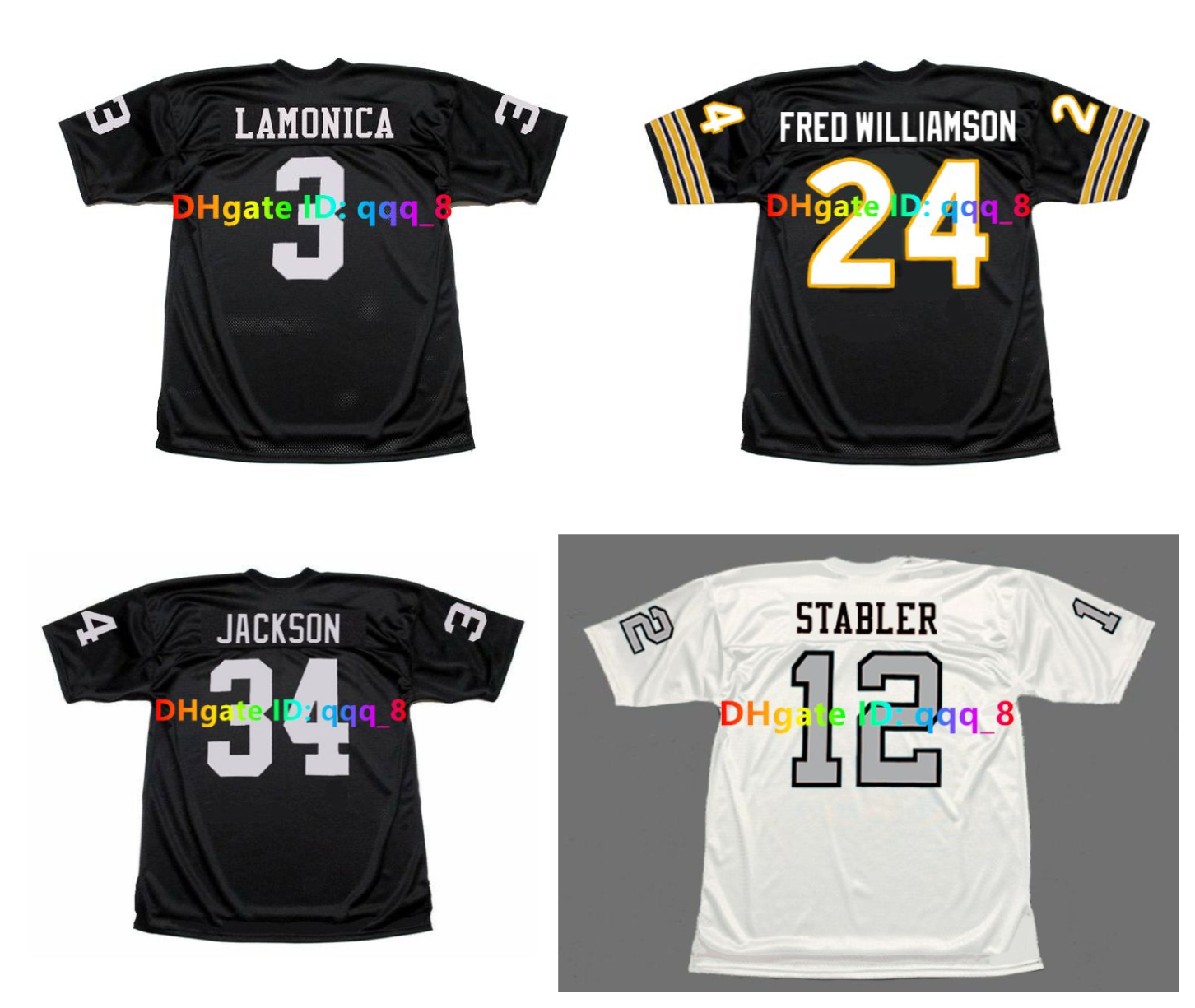 BO JACKSON DARYLE LAMONICA NFLs Raider Throwback Football Jerseys TOM FLORES JACK TATUM KEN STABLER JIM PLUNKETT GEORGE BLANDA PHIL VILLAPIANO MARCUS ALLEN Sz S-4XL
