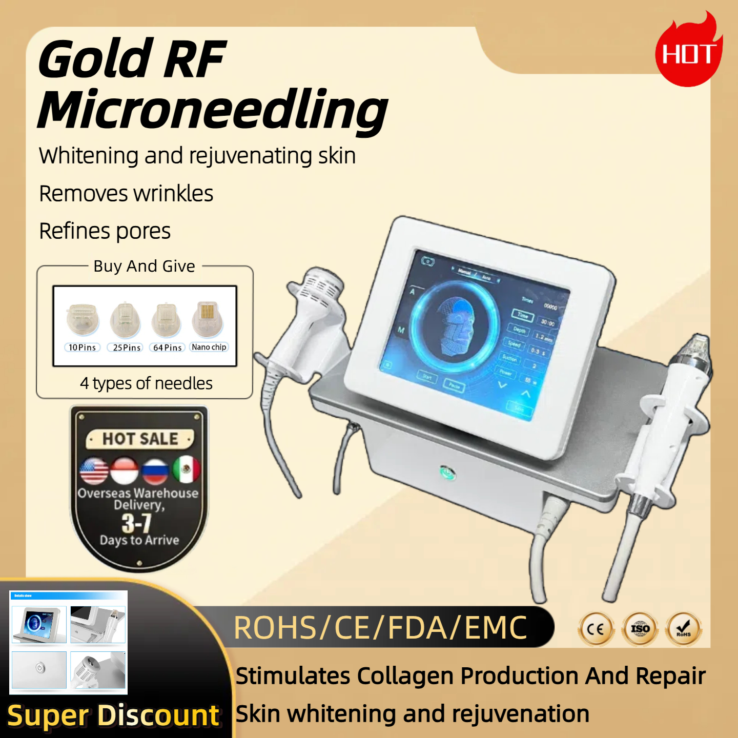 Radiofrequency Microneedling Fractional RF Treatment for Skin Rejuvenation Wrinkle Removal Whitening And Wrinkle Removal To Remove Acne Scars CE/ROHS