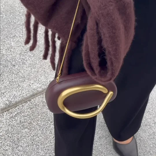 Gold metal Closure Box Clutch Bag women evening wedding party cute purse bag handbag dark red beige winter 250815