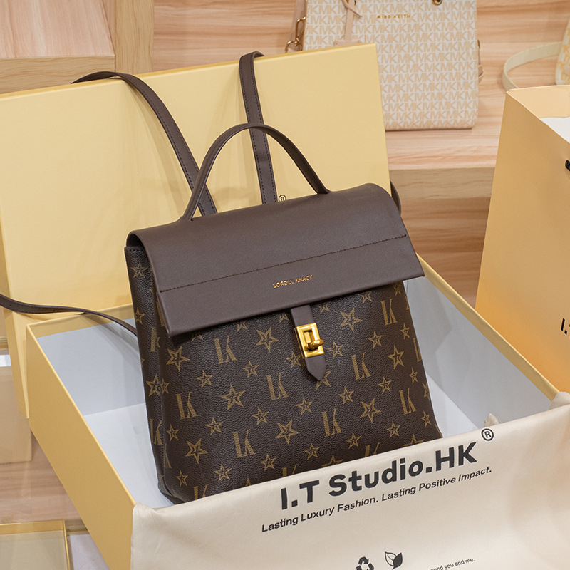 LORDLY KNACK designer bag light luxury genuine leather Backpack bag versatile high-quality vintage fashion large capacity backpack for woman