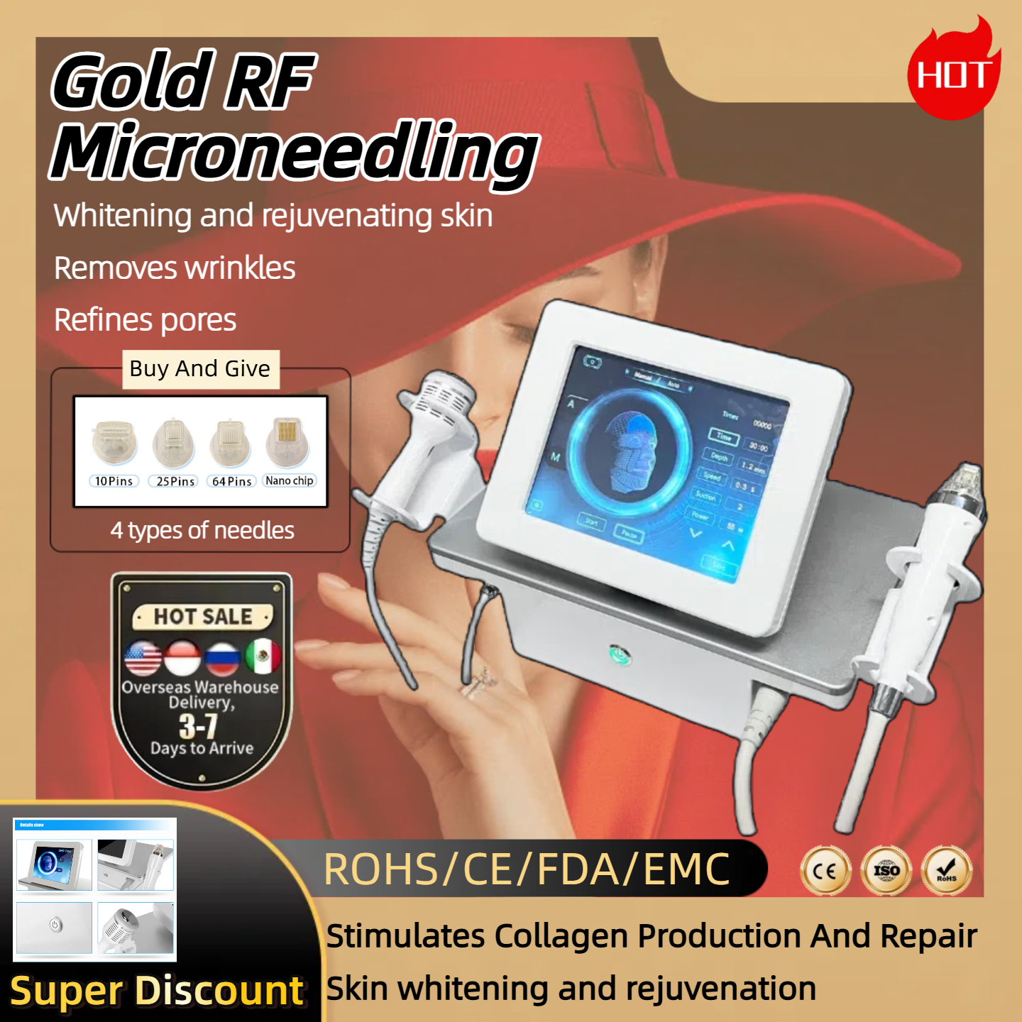 Professional-gradeRF Microneedling Beauty Salon Use Machine Anti-wrinkle/microneedle Rf Fractional Micro Needle Machine Portable Desktop OEM ODM